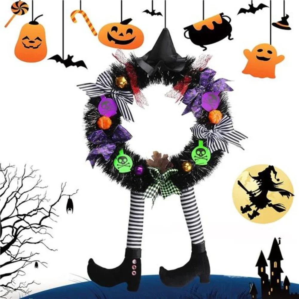 Halloween Wreaths for Front Door, 28.3×15.8 Inch